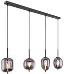 Globo flammige Rauchglas Balkenpendelleuchte BLACKY, Metall schwarz matt, 3302, Braun