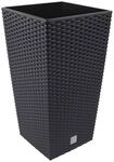 Pflanzgef&auml;&szlig; L mit Innenverkleidung, Rattan, 75 cm hoch, anthrazit