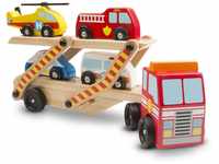 Melissa & Doug Notfallfahrzeugtransporter | Fahrzeuge und Züge aus Holz | LKWs und