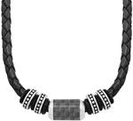 s.Oliver Halsband Edelstahl Carbon/Leder Herren Halsschmuck, 47+3 cm, Schwarz, Kommt