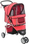 PawHut Hundewagen Hundebuggy Buggy Hunde Katzen Pet Stroller Hunde Buggy Rot