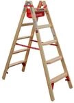 Euroline Holz Comfort-Stufenstehleiter mit Eimerhaken und Werkzeugablagetasche...