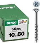 SPAX Holzbauschraube, 10, 0 x 80 mm, 50 St&uuml;ck, T-Star plus, Senkkopf, Teilgewinde,