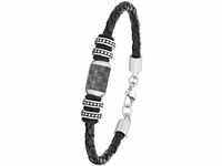 s.Oliver Armband Edelstahl Carbon/Leder Herren Armschmuck, 20+2 cm, Schwarz, Kommt in