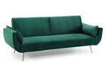 invicta INTERIOR Retro Schlafsofa DIVANI 220cm smaragdgr&uuml;n Samt goldene F&uuml;&szlig;e