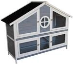 Wiltec Kaninchenstall graublau wei&szlig; 1160 x 450 x 1080 mm, Hasenvilla als Erg&auml;nzung