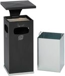 VAR Eckiger Kombi-Ascher, verz. Sieb, Dach, verz. Inneneimer, 38 l, RAL 7021