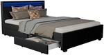 Juskys Polsterbett Lyon 140x200 cm mit Bettkasten, LED Beleuchtung, Lattenrost &