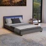 Juskys Polsterbett 140x200 cm &ndash; Bett Paris mit LED Beleuchtung, Lattenrost &