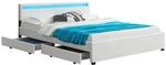Juskys Polsterbett Lyon 180x200 cm mit Bettkasten, LED Beleuchtung, Lattenrost &