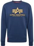 Alpha Industries Herren Basic Sweater Sweatshirt, Blickdicht, New Navy/Weizen, S