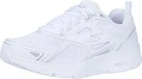 Skechers Damen Go Run Consistent Sneakers, White Leather Silver Trim, 41 EU