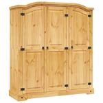 vidaXL Kleiderschrank Dielenschrank Schrank im Mexiko-Stil Kiefer Massiv 3 T&uuml;ren
