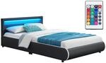 Juskys Polsterbett Sevilla 140x200 cm mit LED Beleuchtung, Lattenrost & Kopfteil -