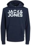 JACK & JONES Herren Jjecorp Logo Sweat Hood Noos Kapuzenpullover, - Navy Blazer, S