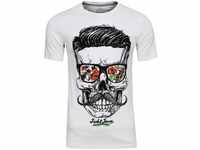 JACK & JONES Herren T-Shirt Festival Flower Support Tee Crew Neck Bart Skull