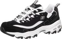 Skechers Damen D'Lites Biggest Fan Trainers, Black Trubuck/White Mesh/ Silver Trim,