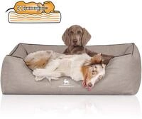 Knuffelwuff Orthop&auml;disches Hundebett Rockland aus Kunstleder M-L 85 x 63cm Hellgrau