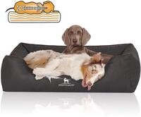 Knuffelwuff Orthop&auml;disches Hundebett Rockland aus Kunstleder M-L 85 x 63cm Schwarz