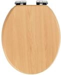 WENKO WC-Sitz Mod. Buche Natur, Toilettensitz mit Absenkautomatik in Holz-Optik, mit