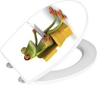 WENKO WC-Sitz Hochglanz Acryl Frog News, High Gloss Oberfl&auml;che, hygienischer