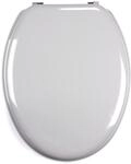 MSV WC Sitz Toilettendeckel MDF Holzkern &bdquo;Grau Scharniere aus Edelstahl -