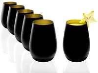 St&ouml;lzle Lausitz Wassergl&auml;ser Elements metallic Schwarz/Gold 6er-Set 465 ml &ndash;
