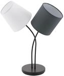 EGLO Tischlampe Almeida, 2 flammige Textil Tischleuchte, Nachttischlampe aus Stahl