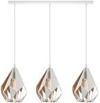 EGLO Pendellampe Carlton 1, 3 flammige Vintage Pendelleuchte | Retro...