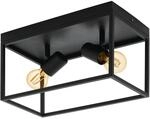 EGLO Deckenlampe Silentina, 2 flammige Deckenleuchte, Industrial aus Stahl,