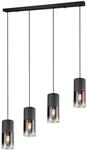 Trio Leuchten Pendelleuchte Robin 310600432, Metall Schwarz matt, Glas rauchfarbig,