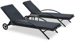 vidaXL Sonnenliege mit Tisch Gartenliege Liege Liegestuhl Relaxliege Rattanliege