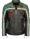 Top Gun Herren Lederjacke Tgj1005 Black/Green/Creme,M