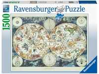 Ravensburger Puzzle 16003 -Weltkarte mit fantastischen Tierwesen - 1500 Teile Puzzle