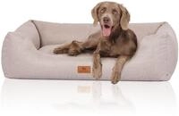 Knuffelwuff Hundebett Emma aus Velours mit feinem Handwebcharakter in Pastellfarben