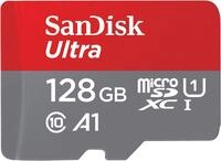 SanDisk Ultra microSDXC UHS-I memory card 128 GB + adapter (A1, Class 10, U1, Full HD
