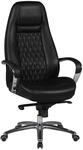 FineBuy Austin B&uuml;rostuhl Schwarz Echtleder Schreibtischstuhl ergonomisch...