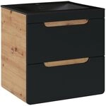 Lomadox Badezimmer Waschtisch Set mit 61 cm Keramik-Waschbecken schwarz,...