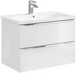Lomadox Badm&ouml;bel Waschtisch-Unterschrank Set 80cm, Hochglanz wei&szlig;,