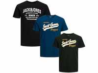 JACK & JONES Herren T-Shirt 3er Pack Big Size Übergröße Rundhals O-Neck Tee T