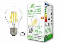 greenandco® CRI90+ Glühfaden LED Lampe dimmbar ersetzt 54 Watt E27 Birne, 8W...