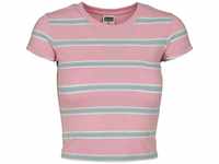 Urban Classics Damen TB3650-Ladies Stripe Cropped Tee T-Shirt, girlypink/Oceanblue, M
