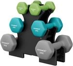 SONGMICS Kurzhantel Set, Hexagon, mit Hantelst&auml;nder, 2 x 1 kg, 2 x 2 kg, 2 x 3 kg,
