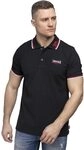 Lonsdale Herren Poloshirt schmale Passform Lion XL, Black/Dark Red/White