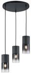 Trio Leuchten Pendelleuchte Robin 310630332, Metall Schwarz matt, Glas rauchfarbig,