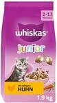 WHISKAS Junior Trockenfutter f&uuml;r Katzen 4 x 1,9kg mit Huhn