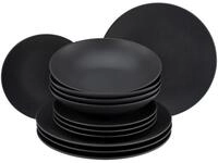 CreaTable, 23144, Serie SOFT TOUCH BLACK, 12-teiliges Geschirrset, Tafelservice aus
