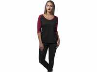 Urban Classics Damen 3/4 Contrast Raglan Tee T-Shirt, blk/burgundy, XL