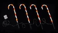 LED Zuckerstange - 4er Set inklusive Timer - Weihnachts Dekoration Au&szlig;en Garten Deko