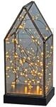 Konstsmide LED Glaslaterne mit Spitze und schwarzem Holzfundament -1817-870